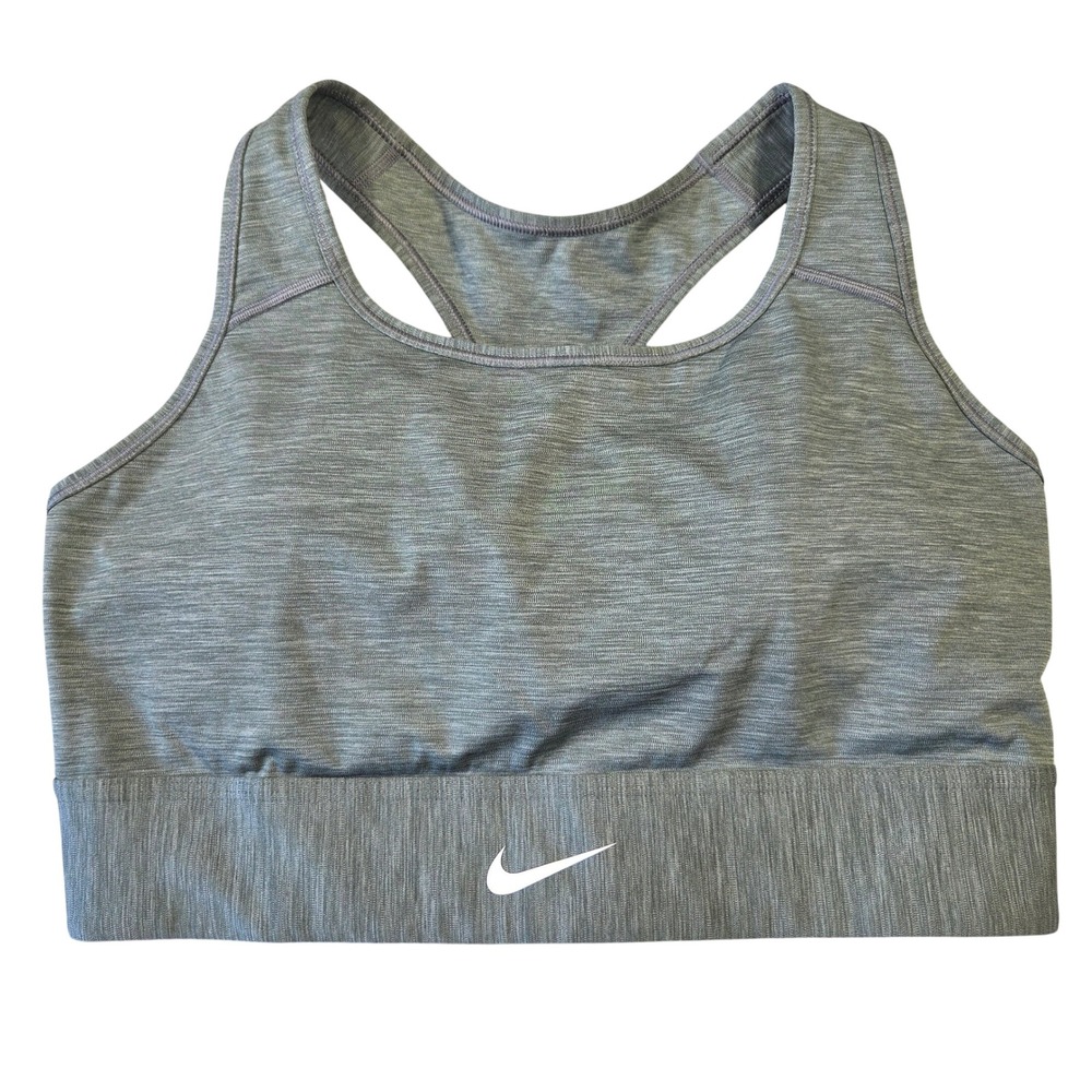 Nike Dri-FIT Gray Heather Racerback Sports Bra Plus 1X Athleisure Gym Workout